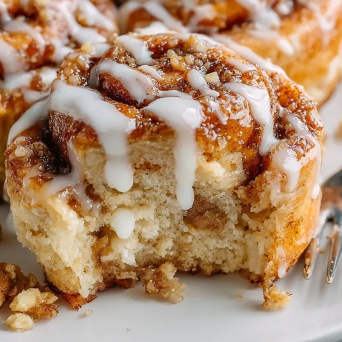 Warm, buttery Brown Butter Apple Cinnamon Roll Cookies, drizzled with glaze, a perfect fall dessert.