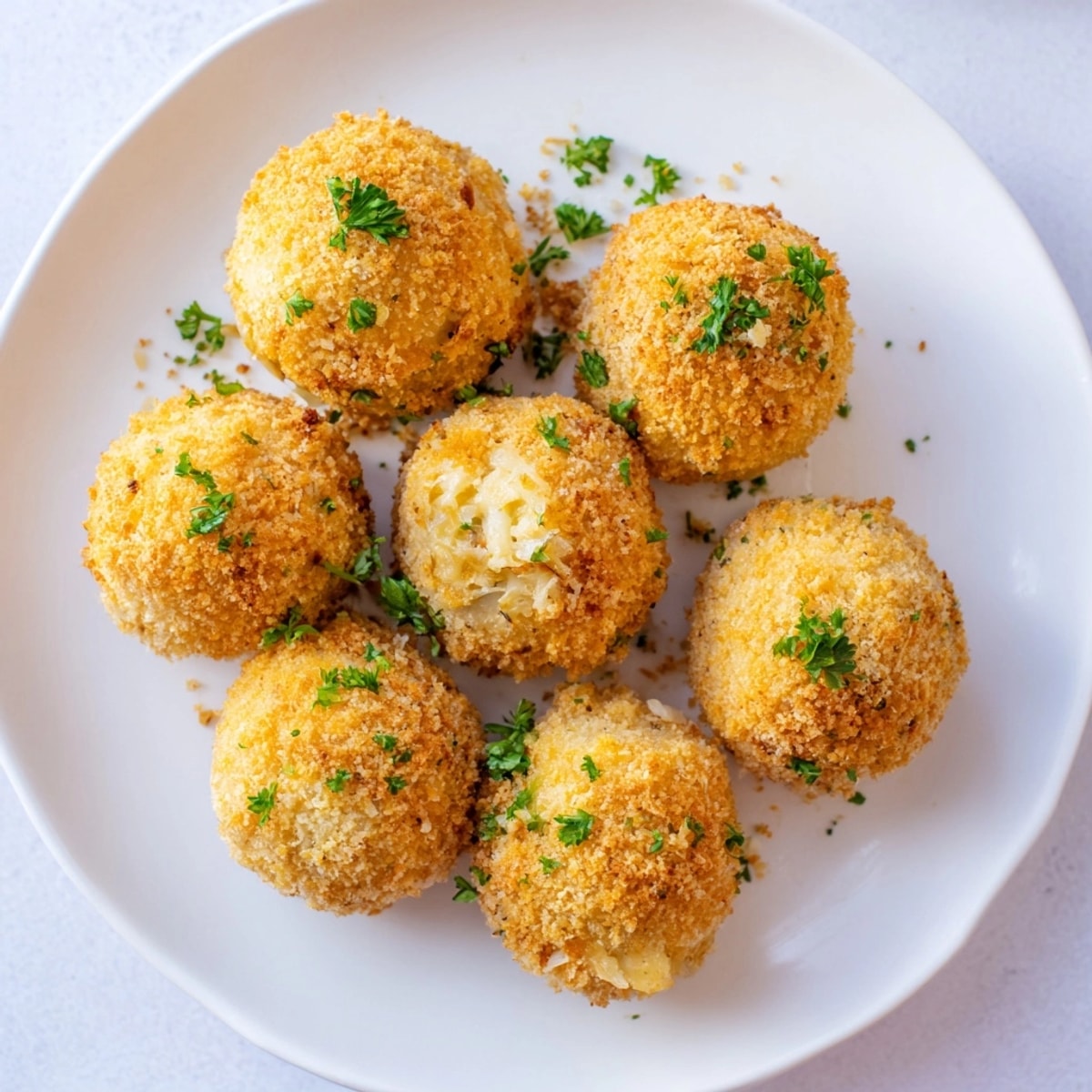 Homemade Cheesy Garlic Potato Rice Balls recipe; comfort fusion food ready to eat.