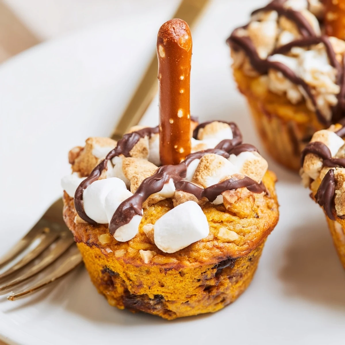 Smores Pumpkin Pretzel Muffin
