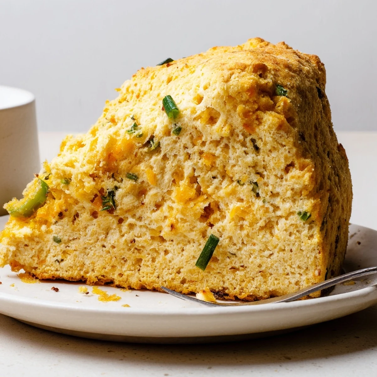 Fluffy chili garlic pumpkin pancake scones topped with cheese, perfect for breakfast bites.  