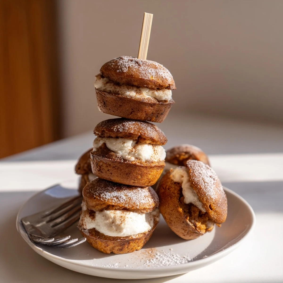 Delicious cream cheese sweet potato muffin skewers for a fun brunch treat.  
