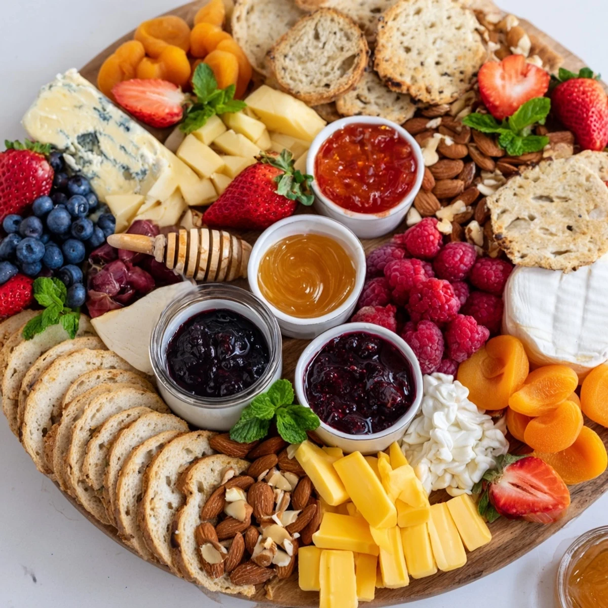 A deliciously arranged jam-infused brunch board perfect for sharing with friends.