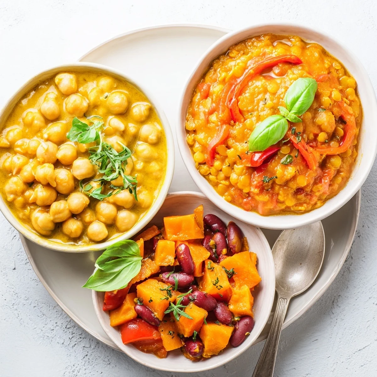 Vibrant single-pan global curries showcasing Indian, Thai, and Caribbean flavors.  
