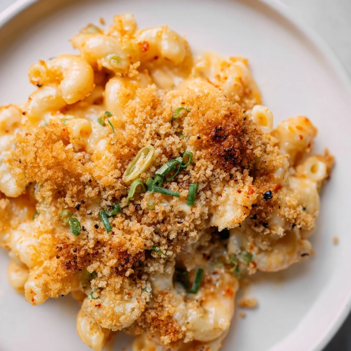 Delicious Spicy Kimchi Mac & Cheese, blending tangy kimchi with gooey melted cheeses.  