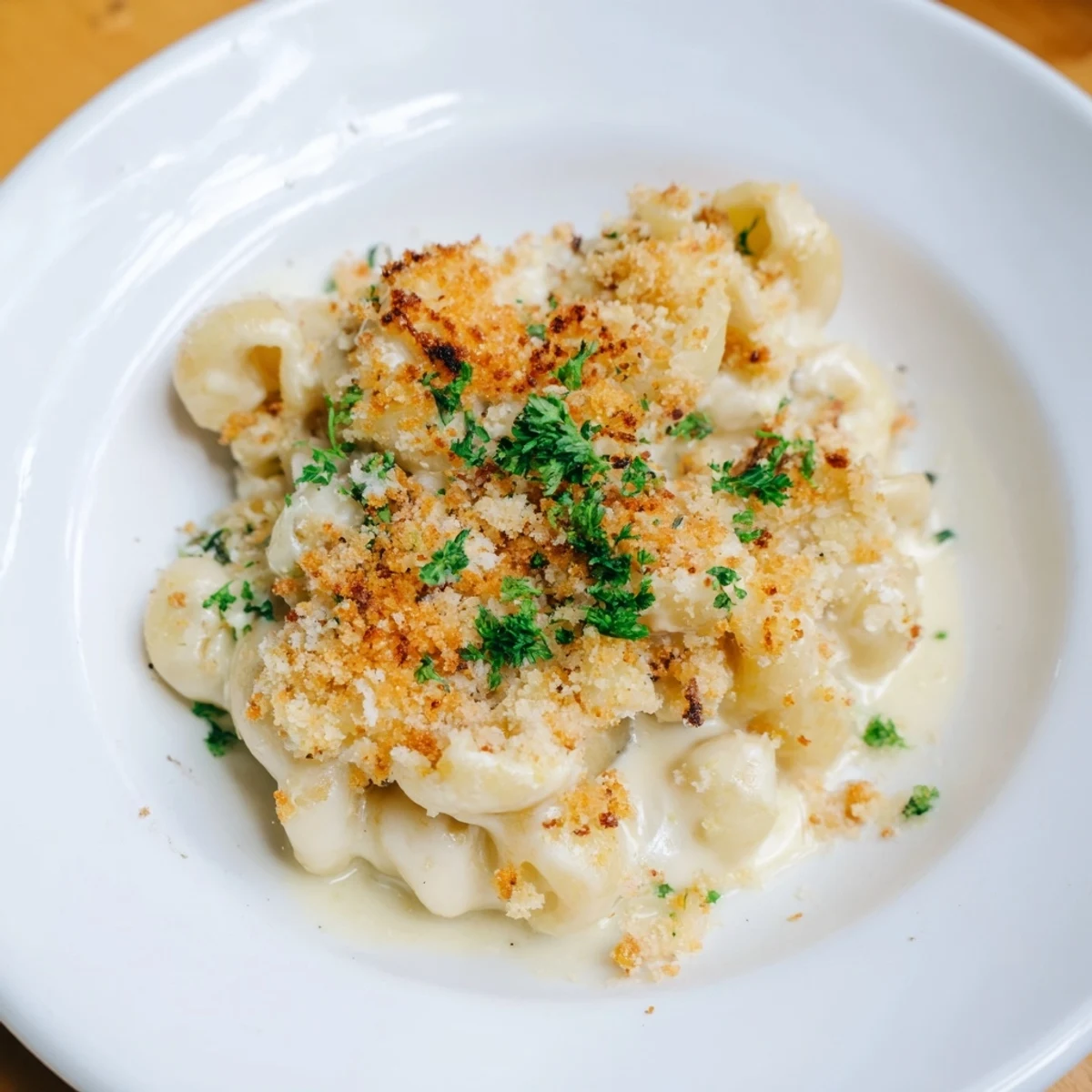 Golden, bubbly Truffle Macaroni & Cheese, a creamy, cheesy baked comfort food delight.
