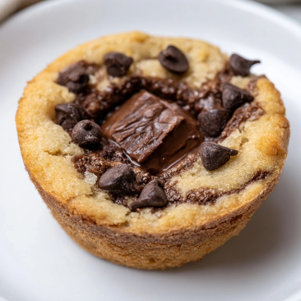 Air Fryer Gooey Cookie Cups with melted chocolate, a dessert treat, ready to enjoy warm.