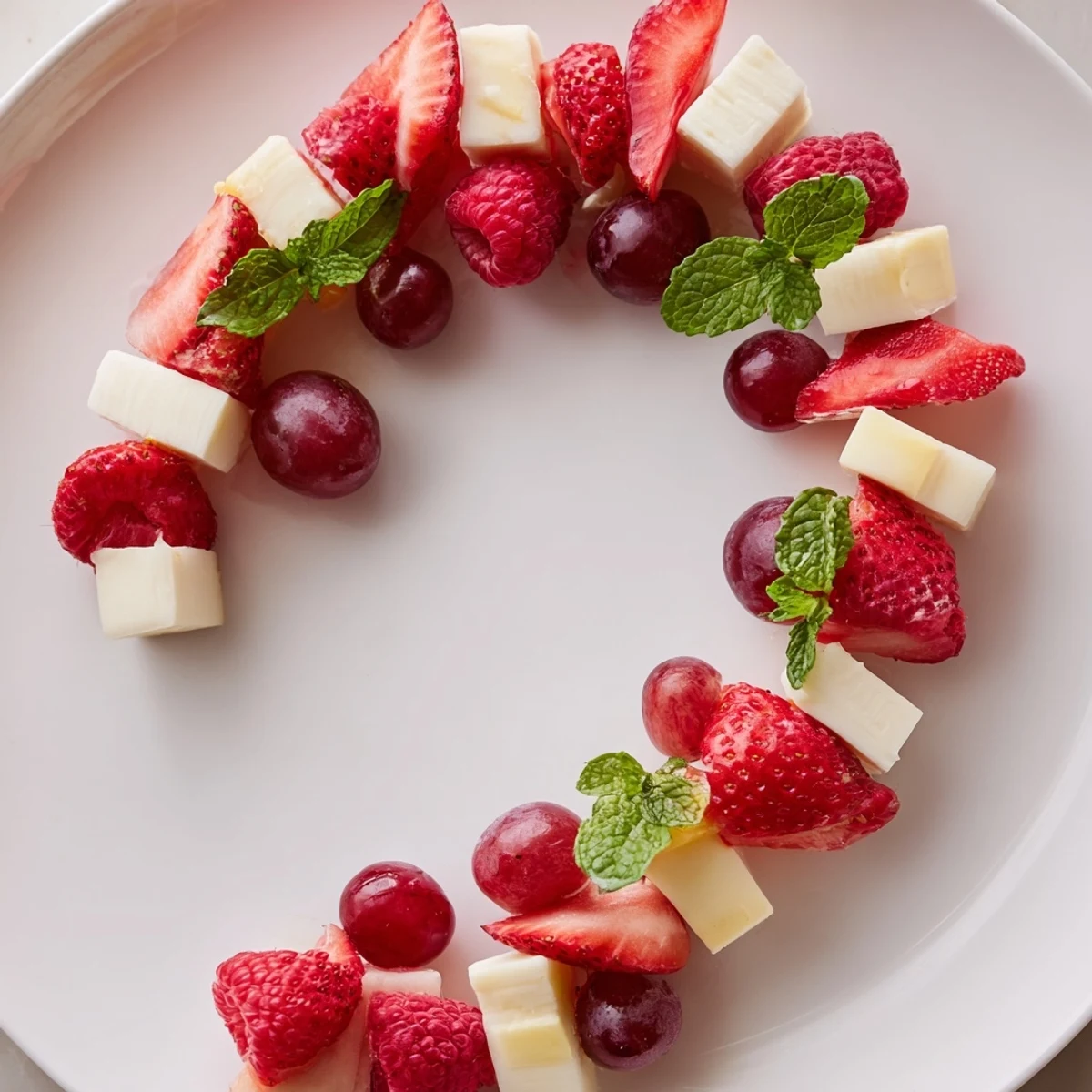 This Candy Cane Stripe Fruit and Cheese offers a delightfully refreshing mix of sweet and savory textures.