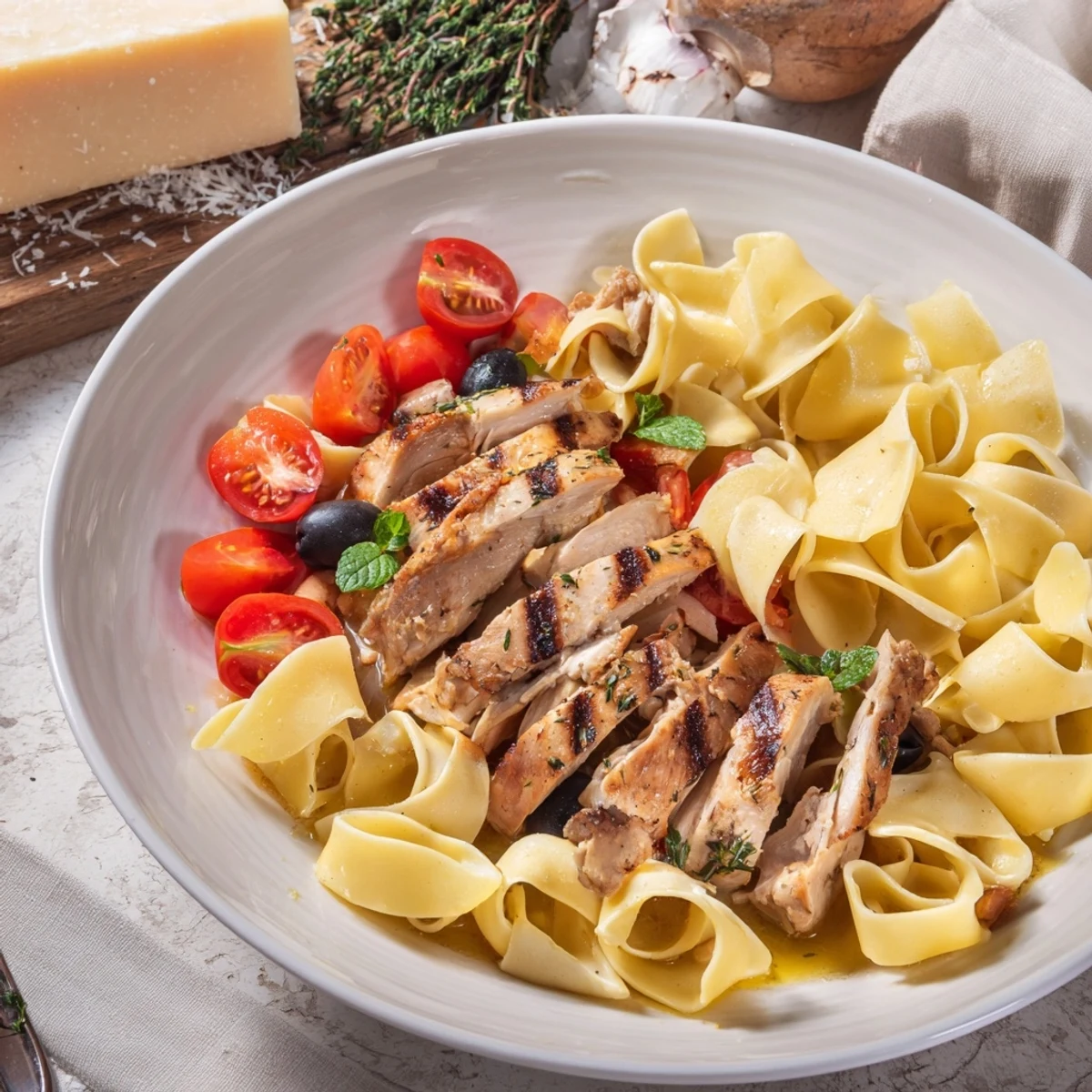 Delectable Girl Dinner Pasta Board: perfectly cooked pasta with marinara, Alfredo pesto sauces and chicken.