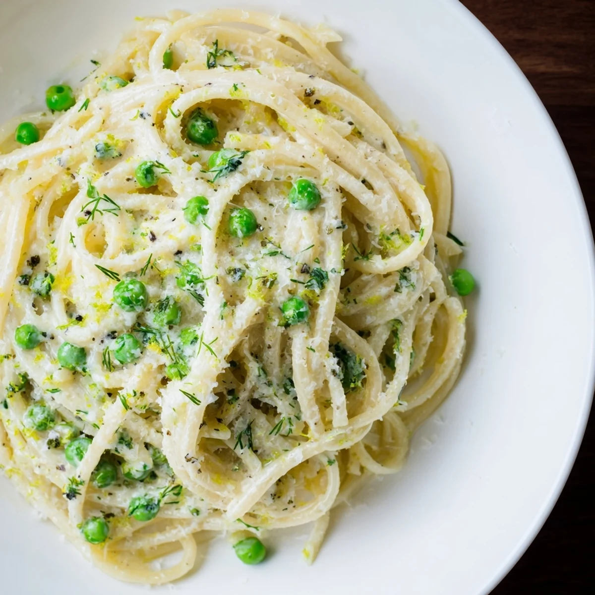 Lemony Creamy Dill Pasta, glistening, is tossed with Parmesan and fresh dill; a delightful main course.