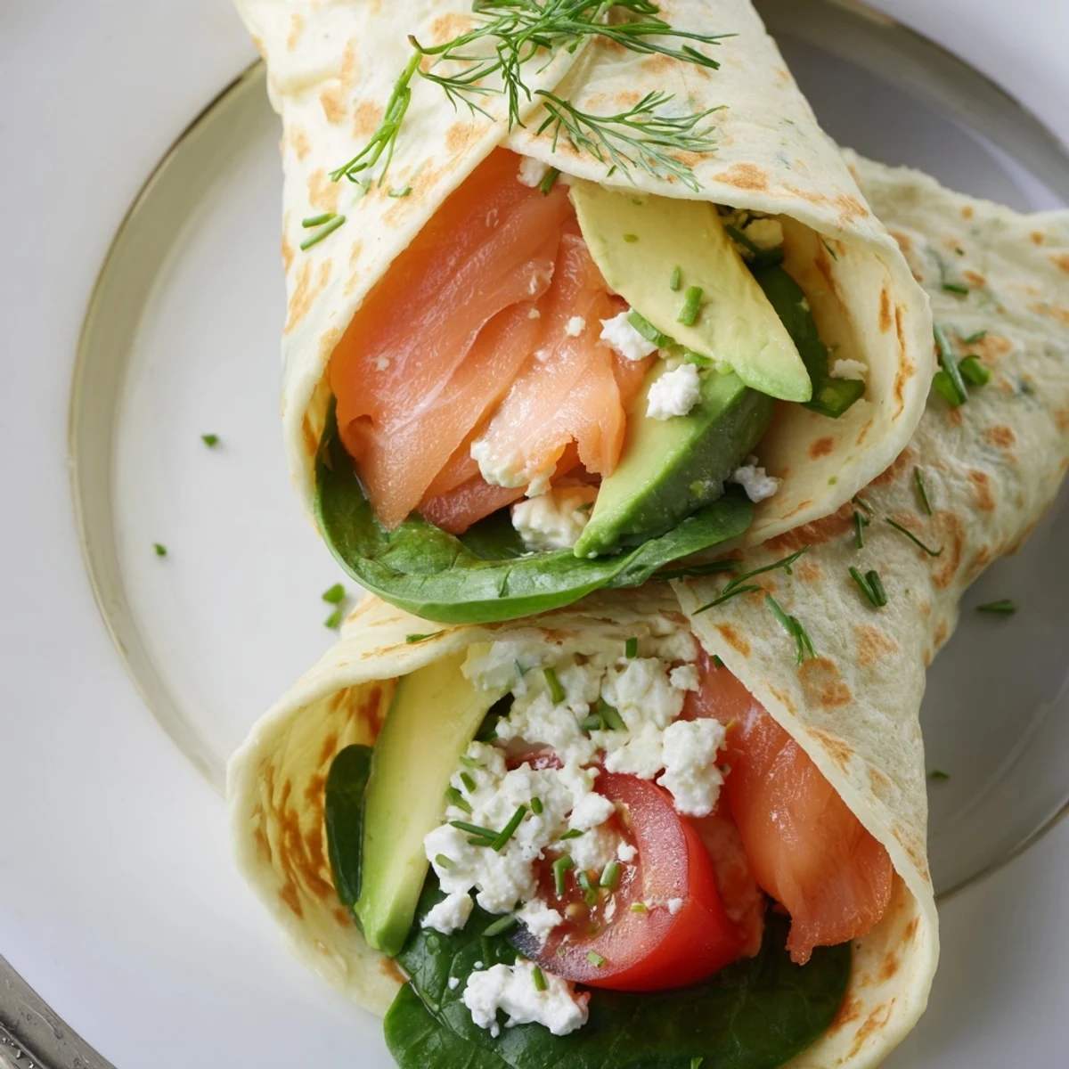 Golden-brown Blender Egg Crepe Wrap, thin and delicate, holds savory fillings like smoked salmon.