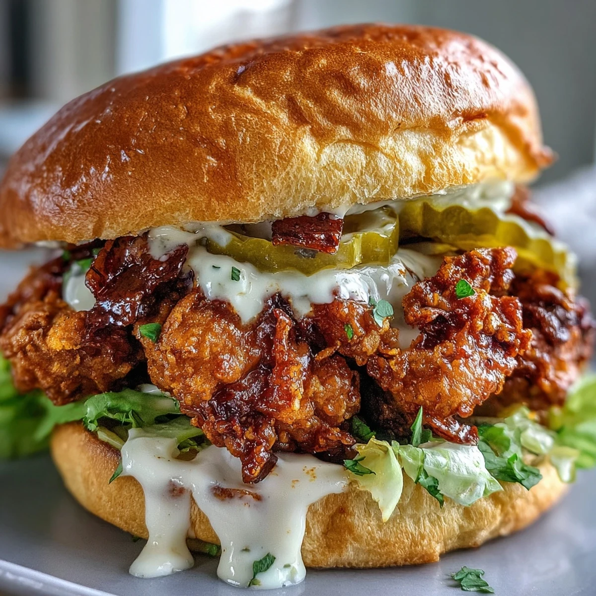 Spicy Chicken Sandwich served with golden fries and a side of extra sauce for dipping.