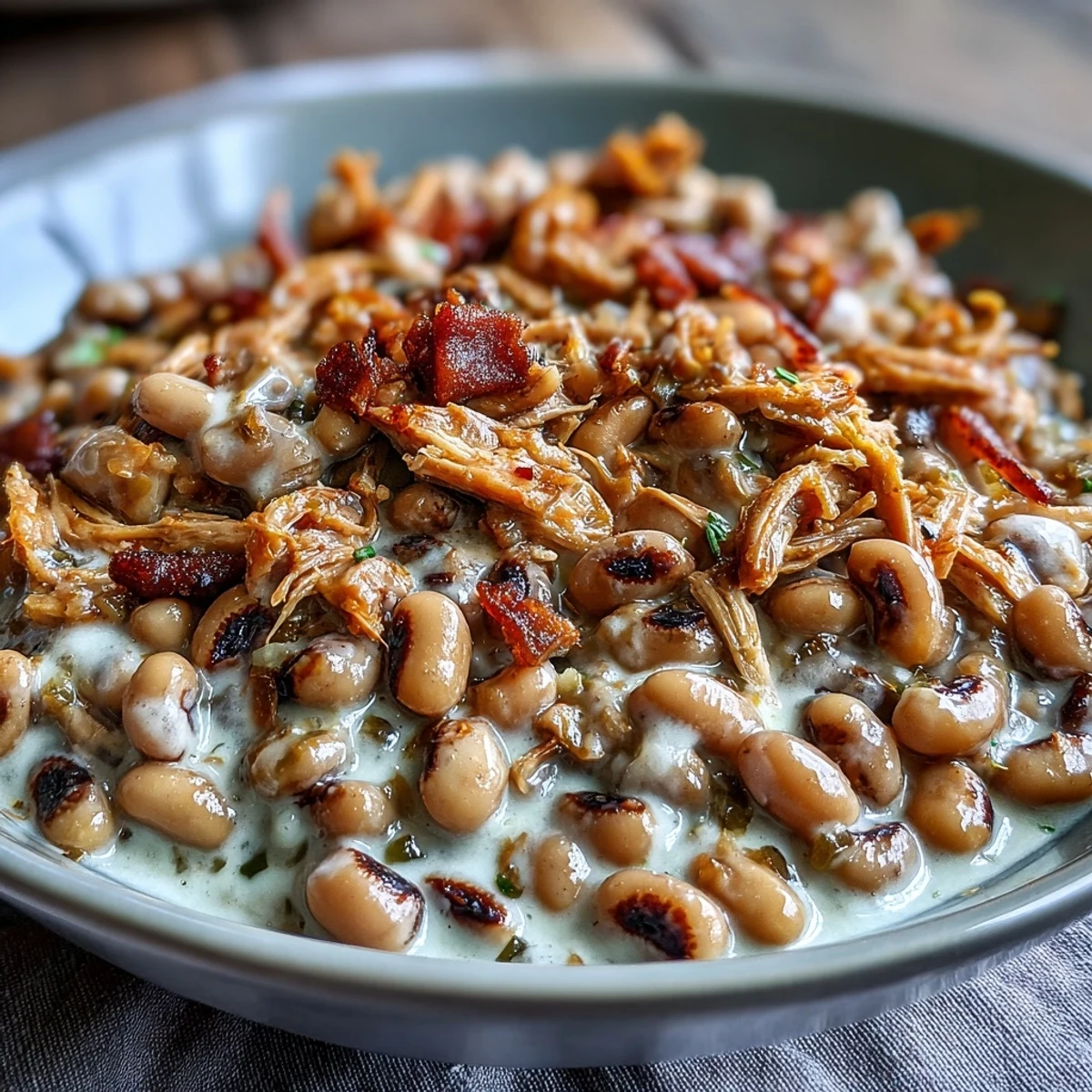 Slow cooker Crock-Pot Black-Eyed Peas with Smoked Turkey served steaming hot alongside fluffy white rice.
