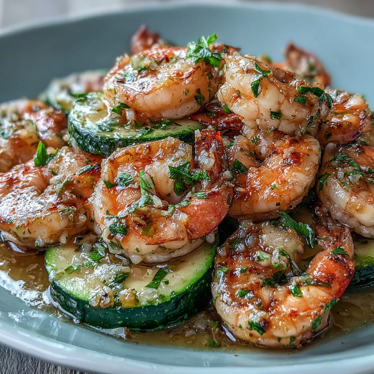 Keto Lemon Butter Garlic Shrimp Packets with Zucchini, featuring tender shrimp and zucchini steamed in foil with zesty lemon butter sauce.  