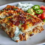 Crispy Tex-Mex Rotisserie Chicken Crunch Wrap Bake, ready for serving now.