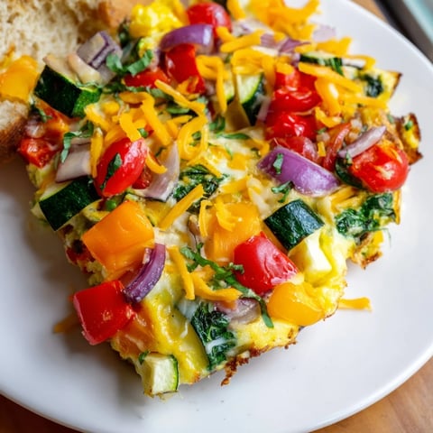 Golden-hued Egg & Veggie Sheet Pan Scramble, perfect for a quick, colorful, and healthy breakfast.