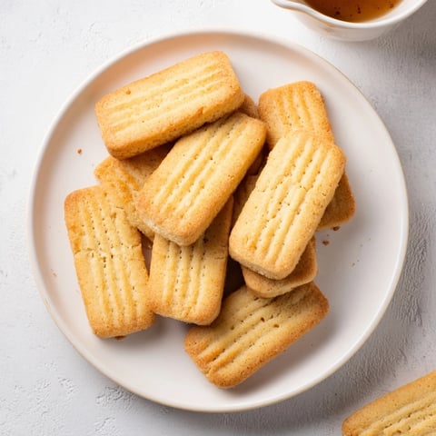 Golden-edged classic shortbread cookies on a wire rack, ready to enjoy this buttery dessert.