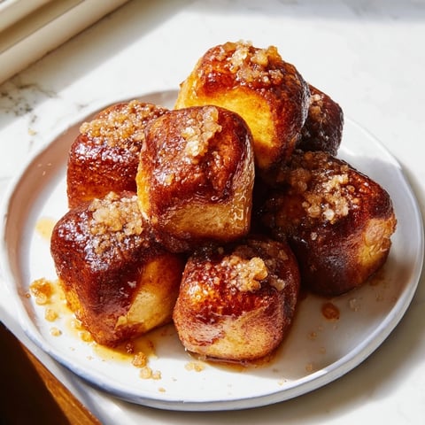 Golden, baked Mini French Toast Casserole Bites, perfect with maple syrup for a delicious brunch.