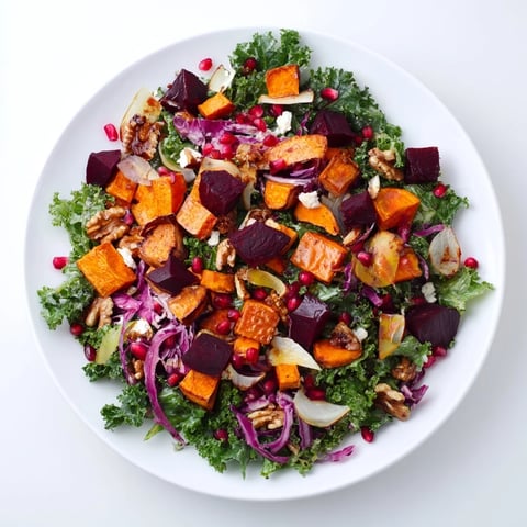 Vibrant Hot Girl Winter Salad featuring roasted root vegetables and citrus, ready to enjoy.
