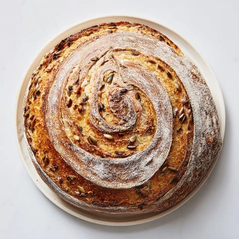 Fibonacci Spiral Growth Bread, with layers of seeds and nuts, ready to bake, a visually stunning loaf.