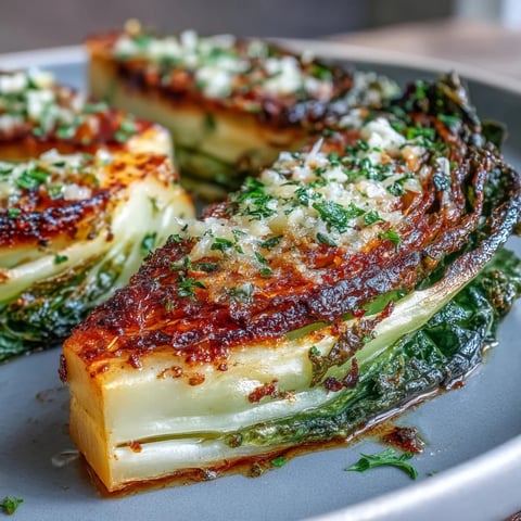 Golden Roasted Garlic Parmesan Cabbage Wedges with crispy edges and melted cheese on a rustic wooden board.