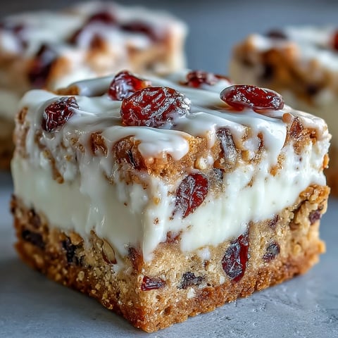 Freshly baked Cranberry Bliss Bars on a wire rack, showcasing golden edges and vibrant red cranberries.