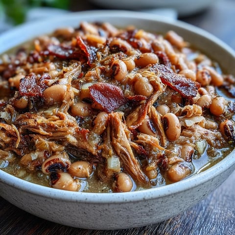 Crock-Pot Black-Eyed Peas with Smoked Turkey simmered in a slow cooker with tender shredded turkey meat. 
