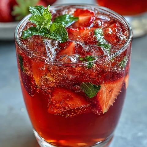 Vibrant sparkling strawberry mocktail with fresh berries, citrus, and mint in chilled glasses, perfect for spring celebrations.