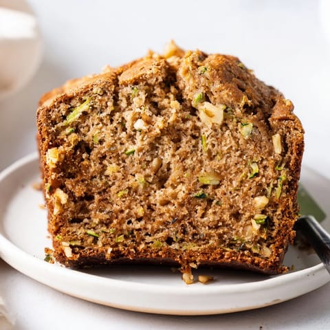 Golden brown Zucchini Bread loaf just out of the oven, subtly spiced and tempting.