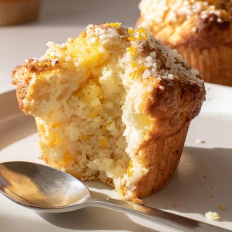 Homemade Ricotta Orange Twist Muffins, a light, citrusy breakfast ready to be served.