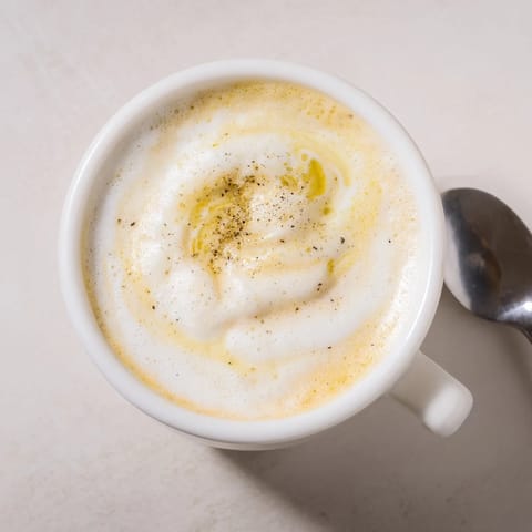 Enjoy this unique Onion Latte, featuring rich espresso and sweet onion purée.  
