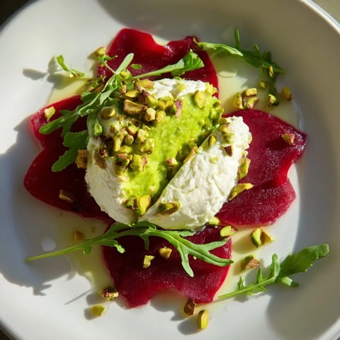 Elegant Lucky Clover Starters: A visually appealing, gourmet appetizer with fresh peas and beets.