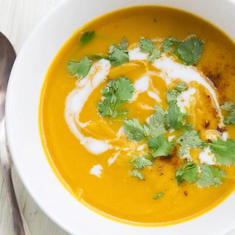 This nourishing Carrot, Celeriac, and Chilli Soup features sweet carrots, earthy celeriac, and gentle spice in a creamy broth.  