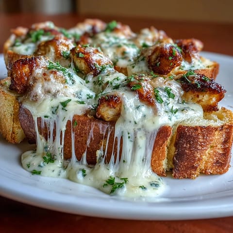 Chicken Alfredo Garlic Bread