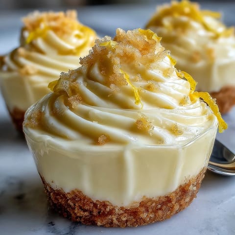 Creamy lemon mousse cups topped with fresh berries, served with golden shortbread cookies for a refreshing dessert.  