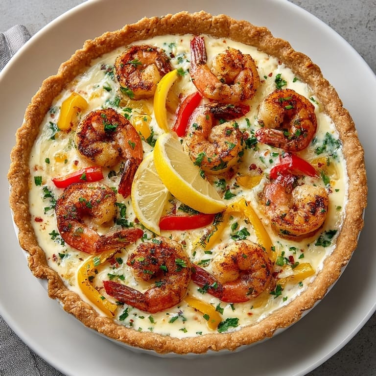 Creamy Florida Shrimp Pie in a flaky crust, perfect for summer brunch or family dinner.