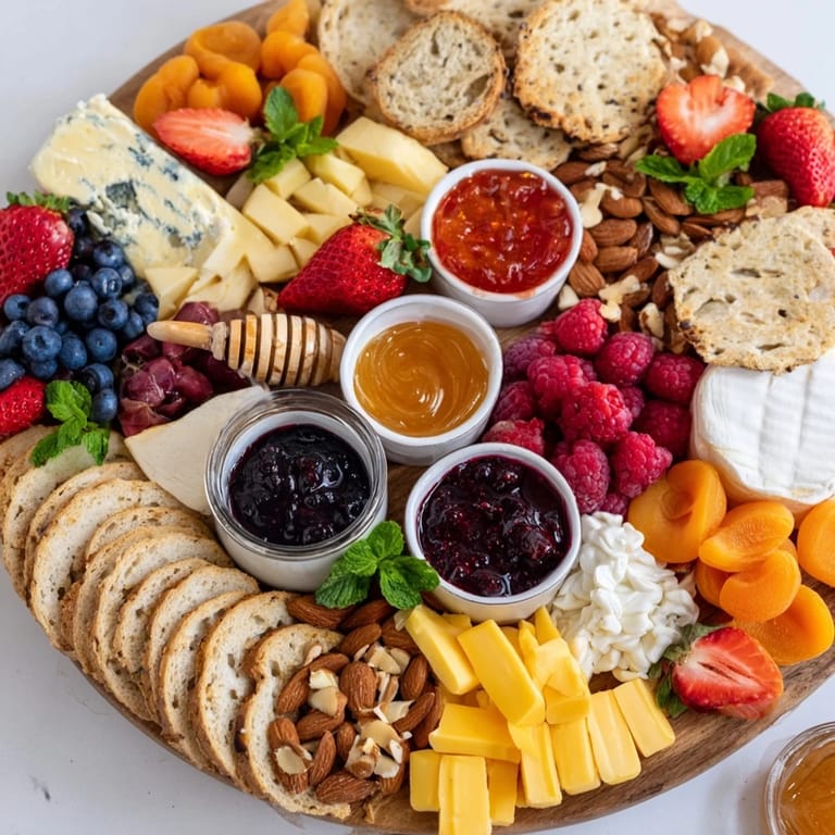 A deliciously arranged jam-infused brunch board perfect for sharing with friends.