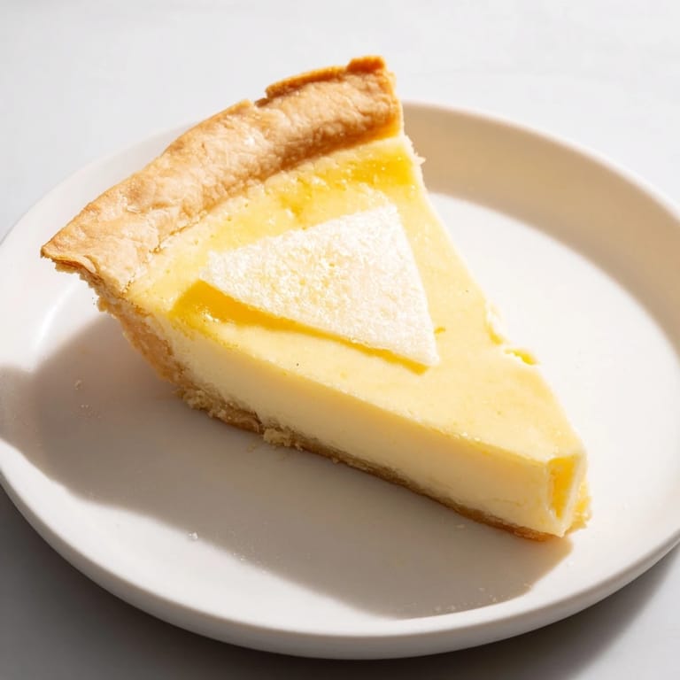 Nostalgic Water Pie, delicately baked with a crisp crust and luscious filling.  