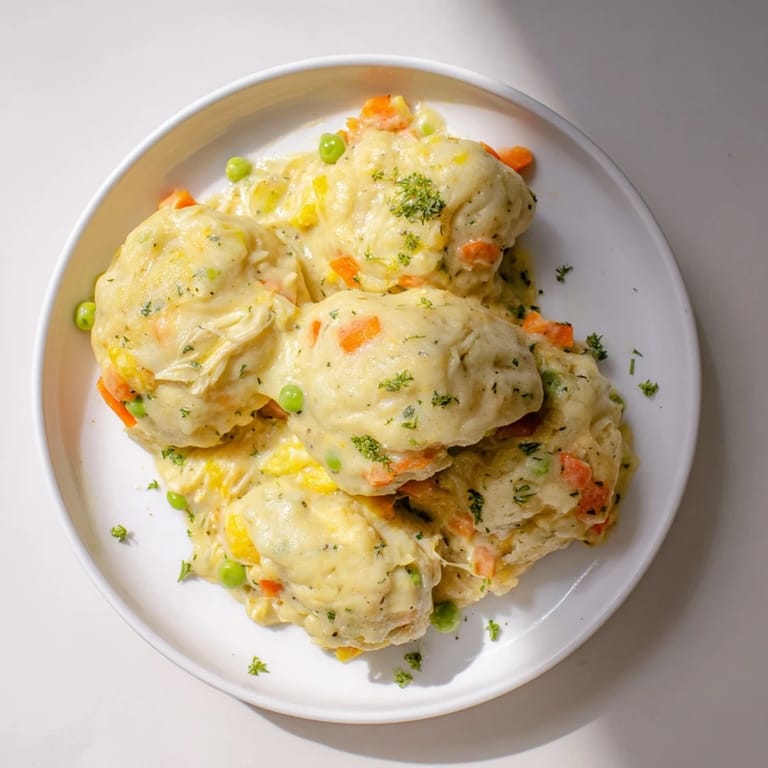 Savory Chicken and Dumplings Casserole, a homemade, flavorful casserole ready for dinner tonight!