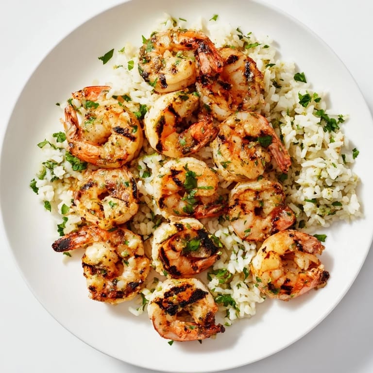 Juicy chipotle lime grilled shrimp and rice platter, showcasing flavorful shrimp cooked to perfection on a grill.