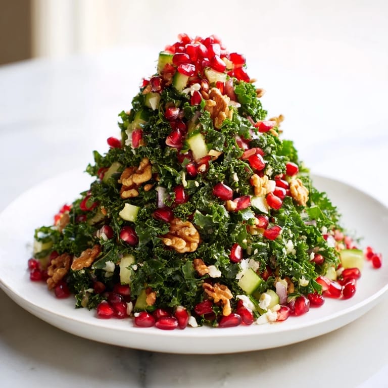 Freshly assembled Chopped Christmas Tree Salad, a colorful holiday feast with crunchy pecans and feta.