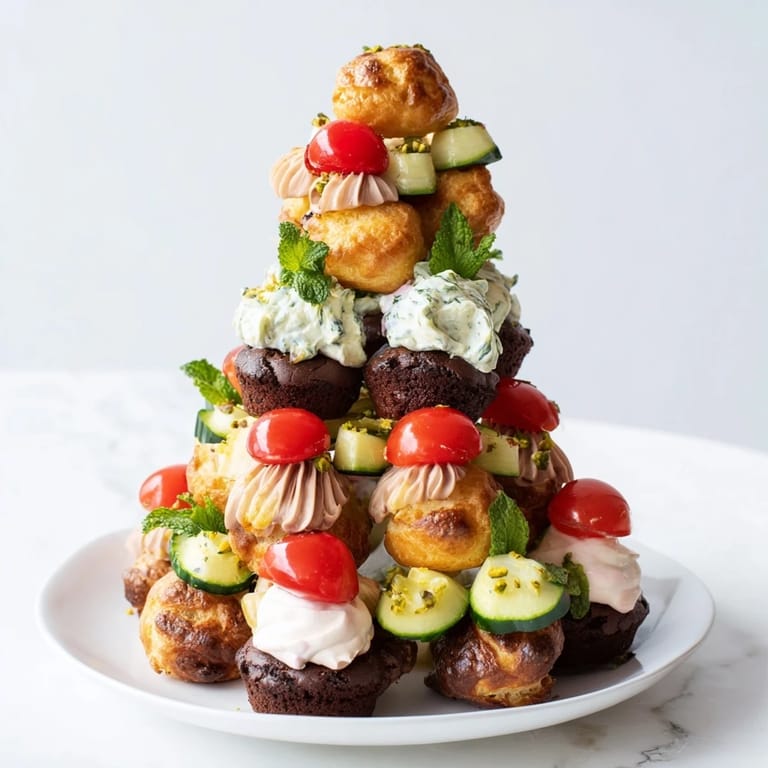 Layers of sweet and savory treats form this whimsical Tour dÉléphant Goûter Gourmand, ready to enjoy.