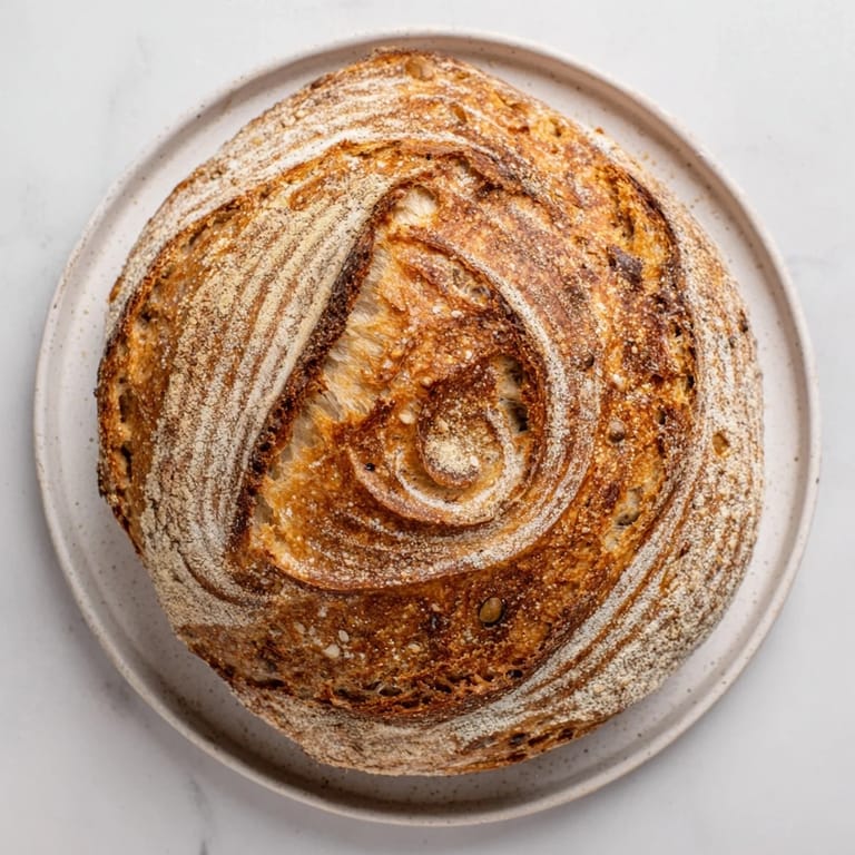 Golden, crusty Fibonacci Spiral Growth Bread, filled with olives and cheese, showing a perfect, textured interior.
