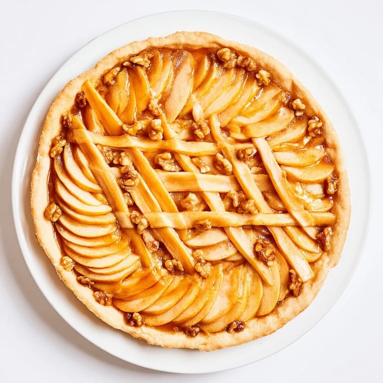 A close-up view of The Lattice Orchard displays a beautiful, fruit-filled, golden-crusted pie.