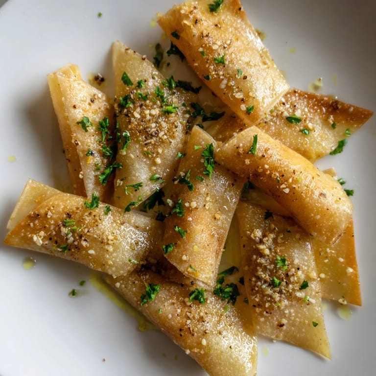 Freshly fried garlic lumpia chips, a satisfyingly crunchy appetizer perfect for dipping.