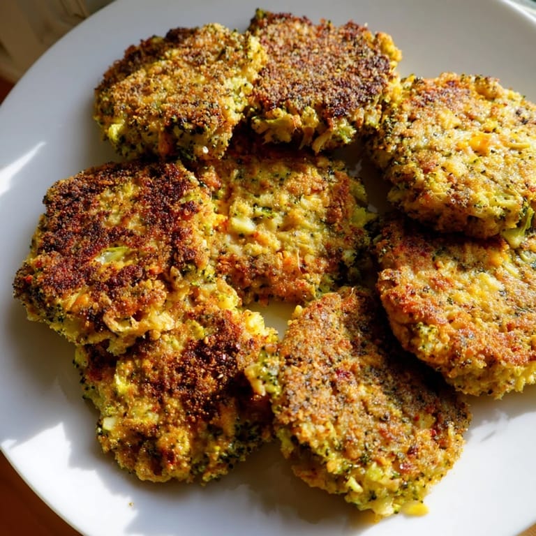 Visualize warm, cheesy goodness: perfectly fried Cheesy Broccoli Patties, ready to serve as a side.