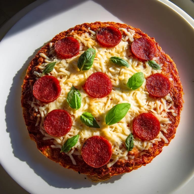 Savory ground beef pizza base, baked to perfection with gooey cheese and perfectly browned pepperoni slices.