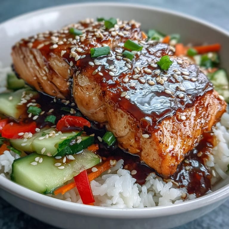 A serving of an Asian-Inspired Salmon Bowl with chopsticks resting beside lime wedges, highlighting the healthy, vibrant ingredients.