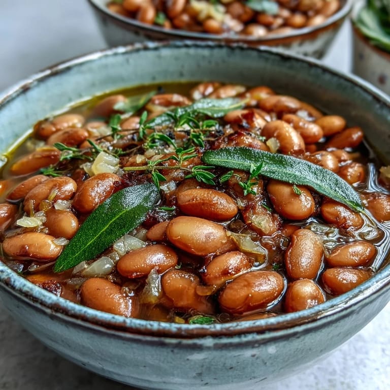 Perfectly tender pinto beans topped with diced onions, ideal for tacos, chili, or a side.