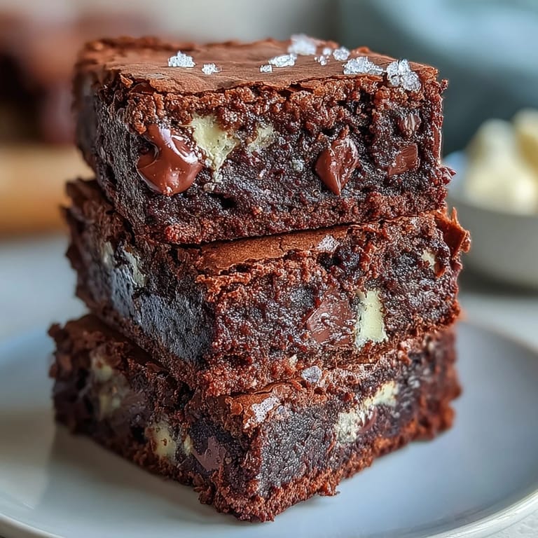 Decadent sourdough brownies infused with espresso, layered with bittersweet, milk, and white chocolate for a deep, indulgent flavor.