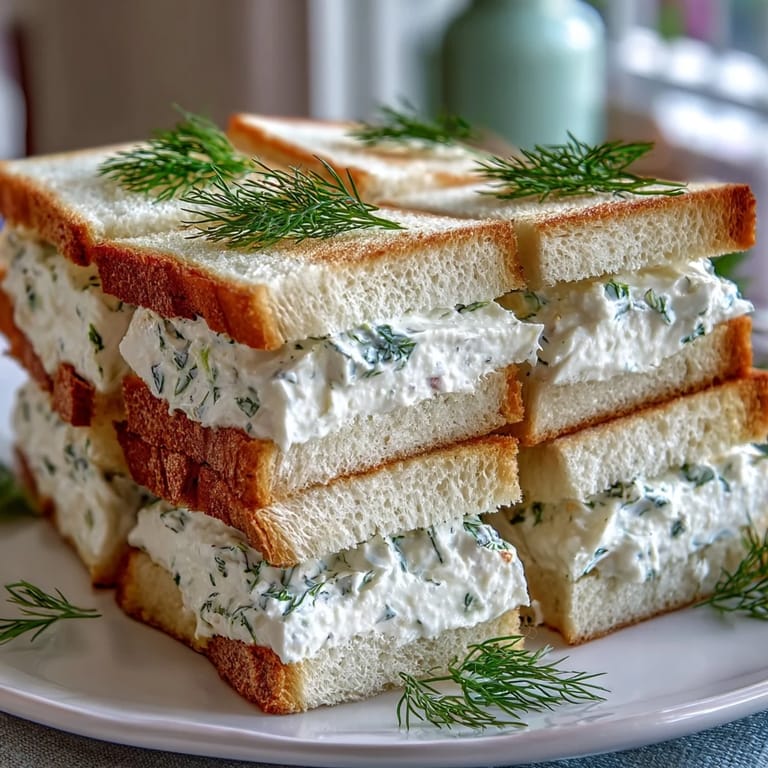 Delicate Benedictine tea sandwiches featuring a refreshing cucumber cream cheese filling, ideal for elegant brunches and parties.